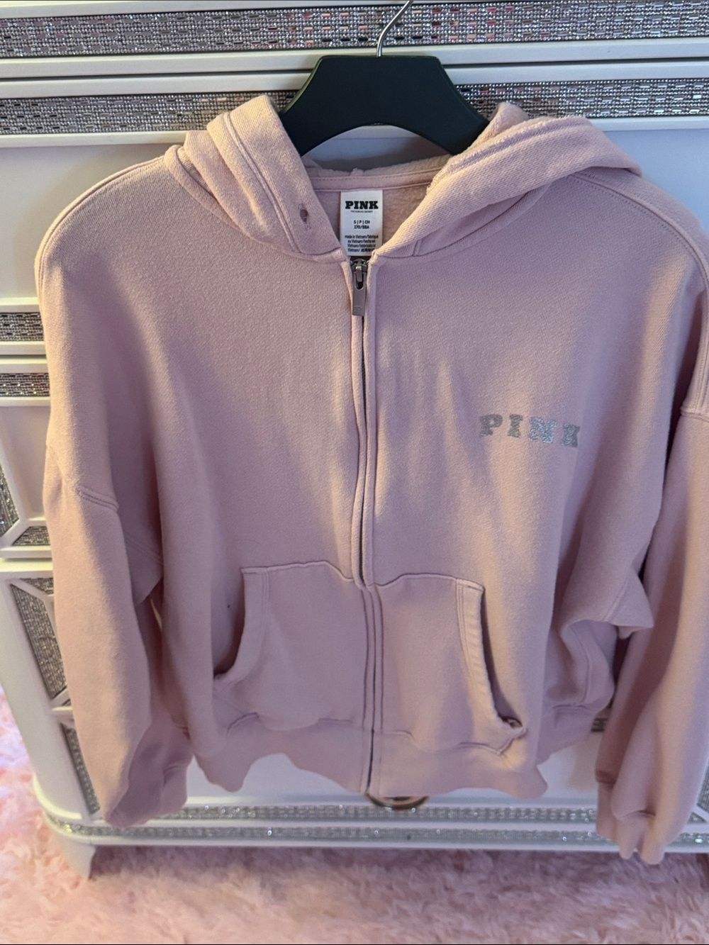 PINK Victoria's Secret Pale Pink Full-Zip Hoodie Jacket